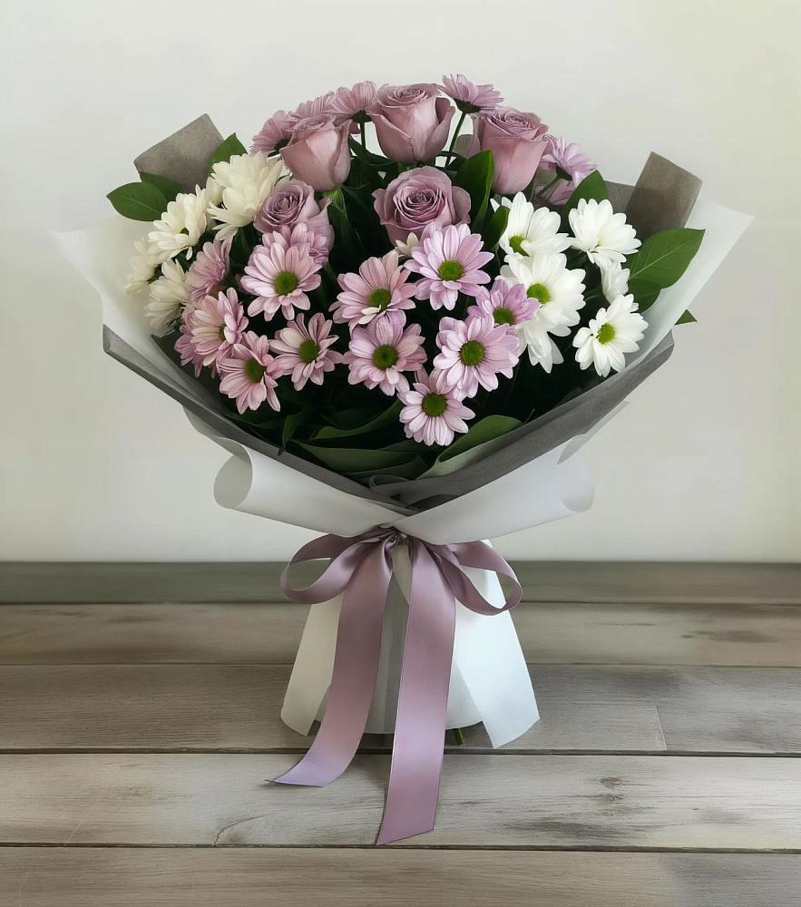 Букет цветов из: Хризантемы и Розы в Воздвиженское
