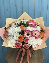 Букет цветов из:  Розы, Герберы и Хризантемы в Воздвиженское