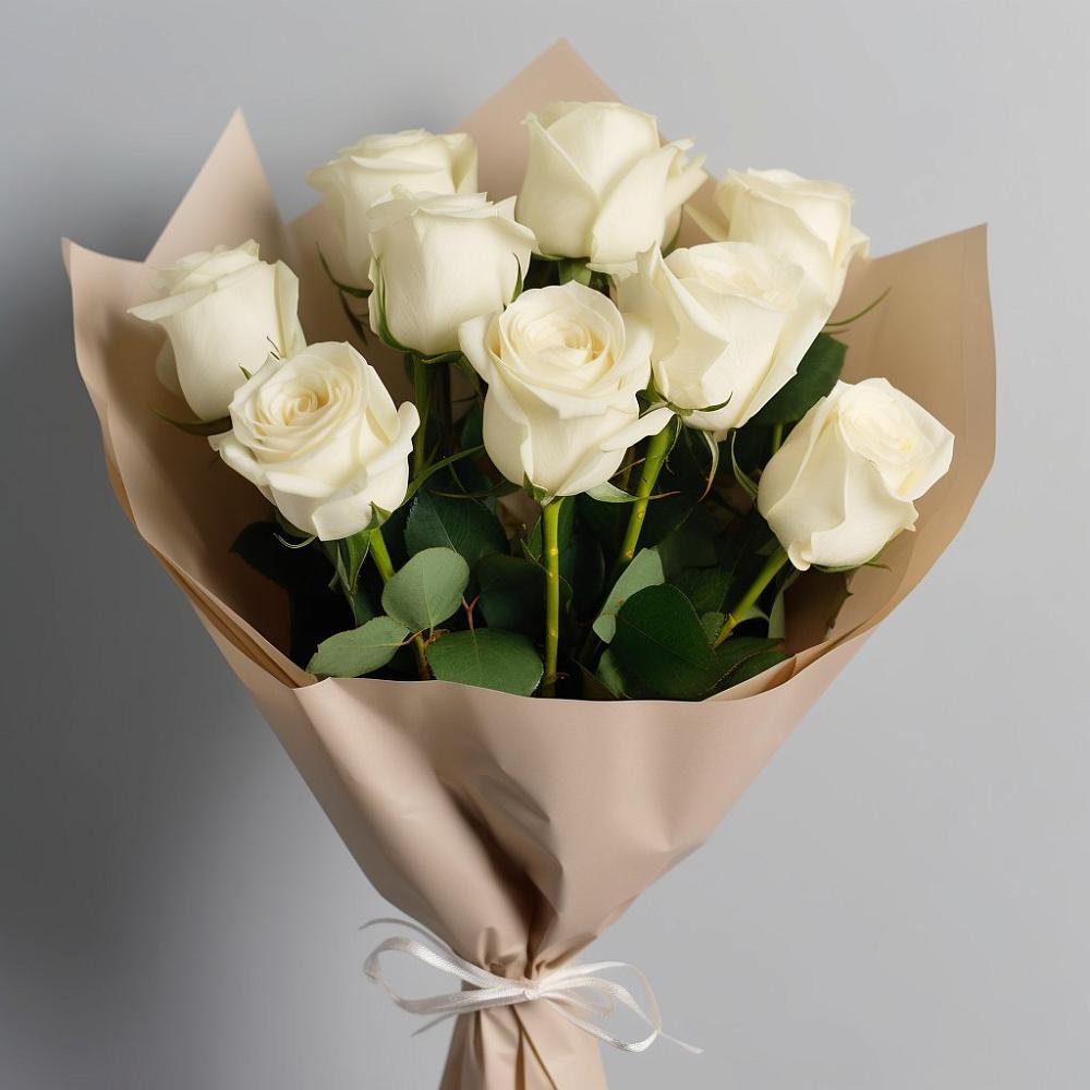 Букет 9 Белых роз Эдлесс Лав в Воздвиженское
