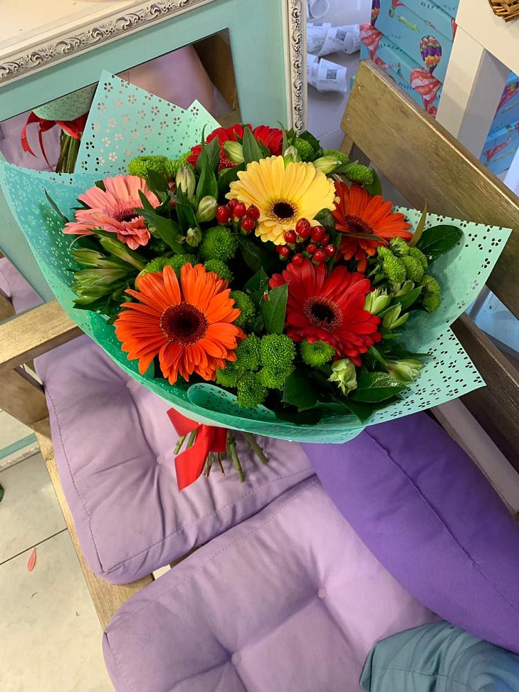 Букет цветов из: Герберы, Хризантемы и Альстромерии в Воздвиженское