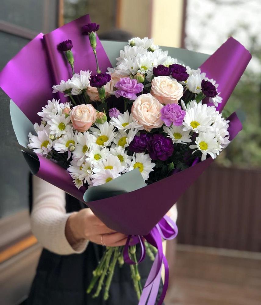 Букет цветов из: Хризантемы, Гвоздики и Розы в Воздвиженское