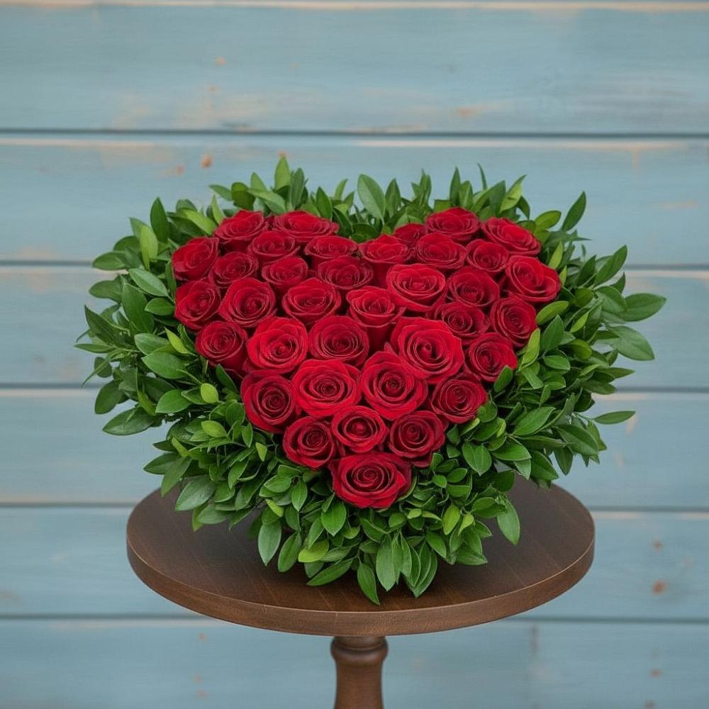 Цветочная композиция из Розы в виде сердца в Воздвиженское