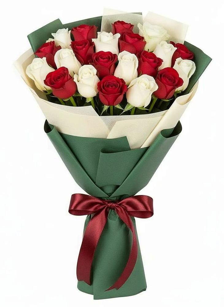 Букет Микс из красных и белых роз в Воздвиженское