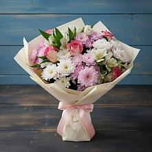 Букет цветов из:  Хризантемы, Альстромерии и Розы в Воздвиженское