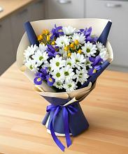 Букет цветов из:  Розы, Ирисы и Хризантемы в Воздвиженское