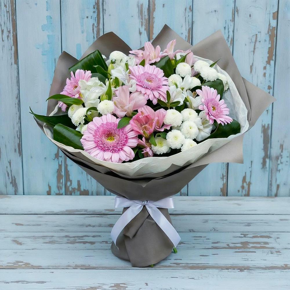 Букет цветов из: Герберы, Альстромерии и Хризантемы в Воздвиженское