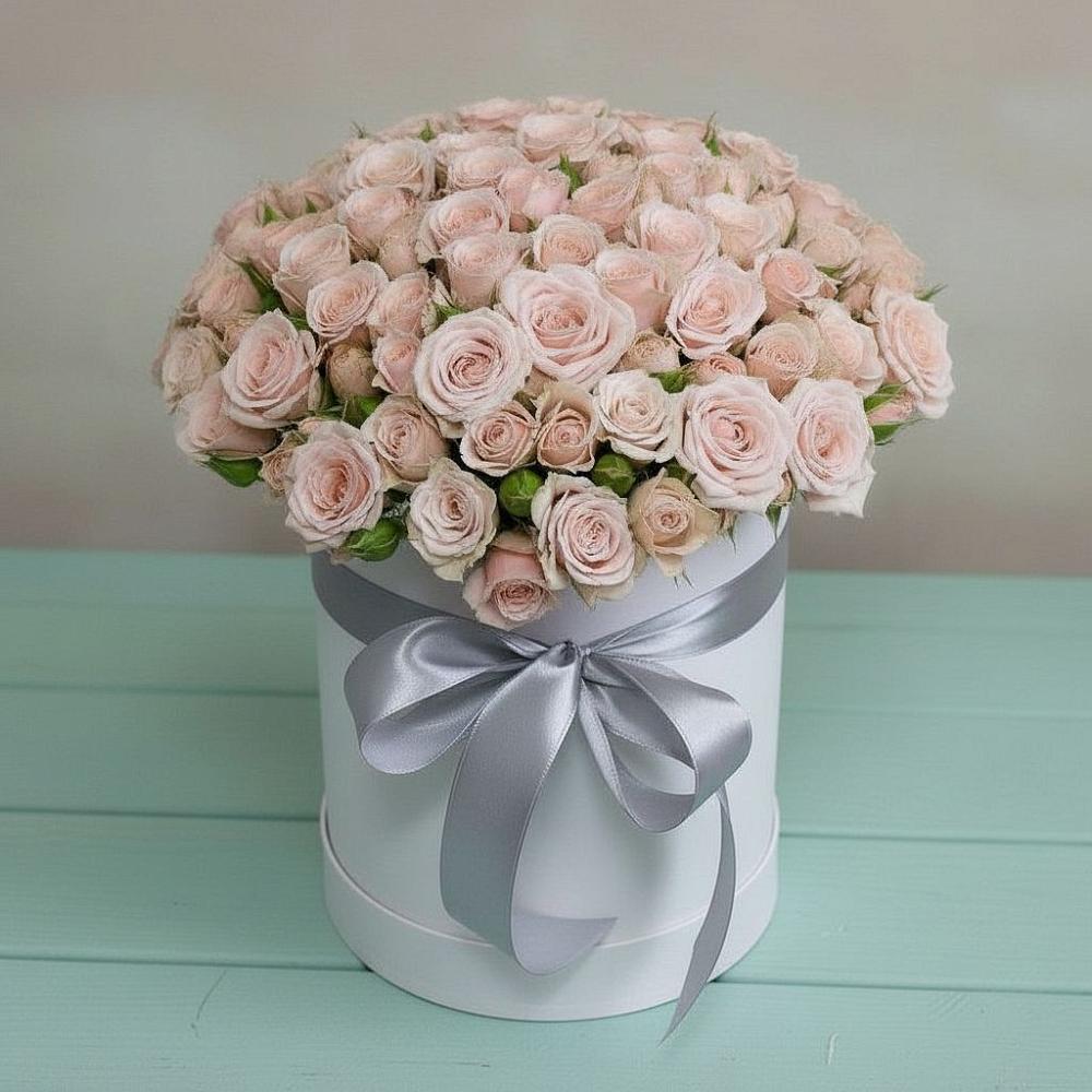 Цветочная композиция из Розы в шляпной коробке в Воздвиженское