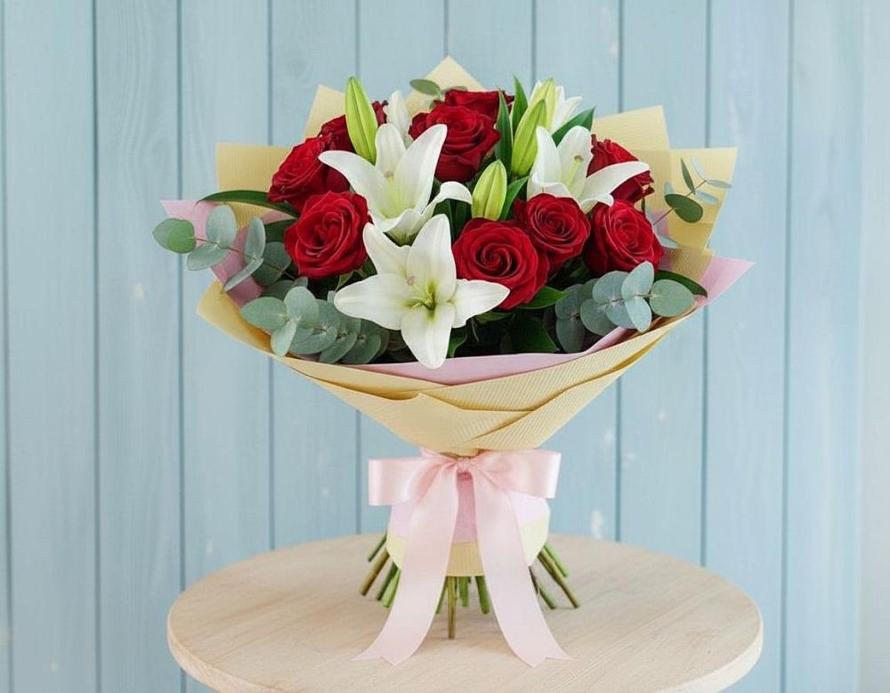 Букет цветов из: Лилии и Розы в Воздвиженское